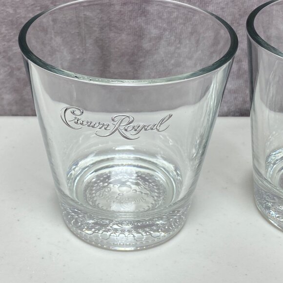 Crown Royal Tapered Old Fashioned Whiskey Glasses Set Of 2 Embossed Letters - Picture 6 of 11